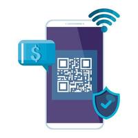 qr code inside smarpthone vector design