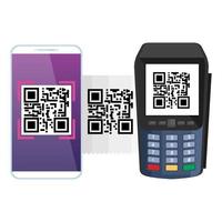 smartphone and dataphone with scan code qr vector