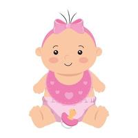 cute little baby girl with bib isolated icon