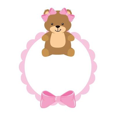 cute teddy bear female in lace frame