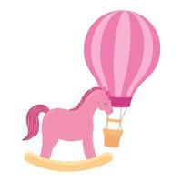 balloon travel hot with horse wooden toy vector
