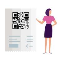 business woman with code qr vector