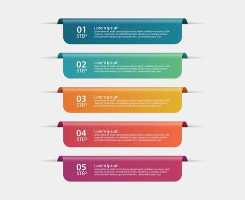Multicolor Ribbon Items Infographics Template