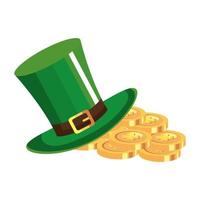 top hat and coins with clover vector