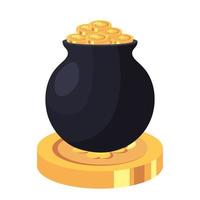 cauldron with coins isolated icon vector