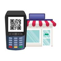 qr code inside dataphone and store vector design