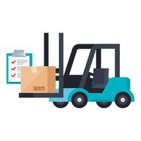 Isolated delivery forklift box and list document vector design