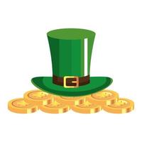 top hat and coins with clover vector