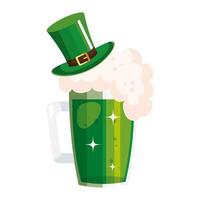 top hat leprechaun with beer jar isolated icon vector