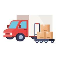 boxes over cart and truck vector design