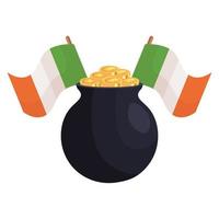 cauldron with coins and flags irish vector