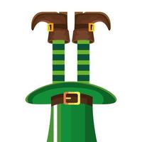 leprechaun legs with boots in top hat vector