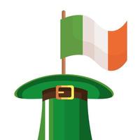 Sombrero de copa duende con bandera icono aislado de Irlanda vector