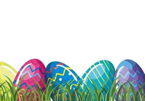 set of cute eggs easter decorated vector