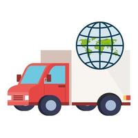 Isolated delivery truck and global sphere vector design