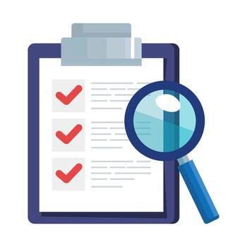 Documento de lista aislada y diseño vectorial lupe vector