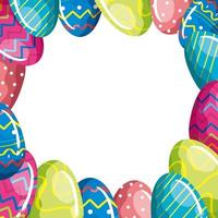 frame of cute eggs easter decorated vector