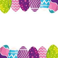 frame of cute eggs easter decorated vector