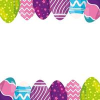 frame of cute eggs easter decorated vector