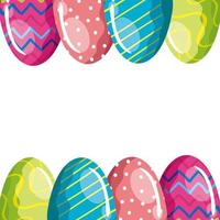 frame of cute eggs easter decorated vector