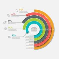 Circle Graph infographic Tmplate With 5 Options. vector