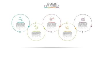 Infographic Thin Line Circle Template With 5 Options vector