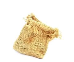 Burlap bag isolated on white background photo