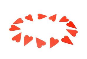 Red hearts on white background photo