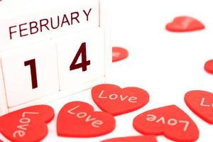 February 14 calendar with hearts photo
