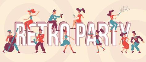 Retro party word concepts flat vector banner