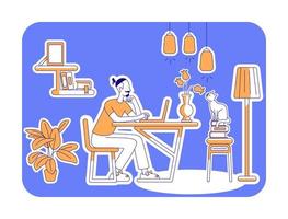 Free time at home flat silhouette vector illustration