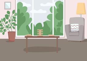 amplia sala de estar para ocio ilustración vectorial de color plano vector
