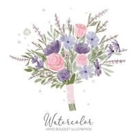 watercolor rose flower hand bouquet illustration vector