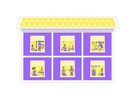 Office building flat color vector illustration