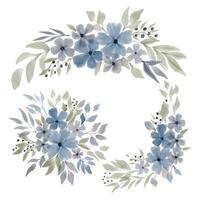arreglo floral de pétalos azules acuarela vector