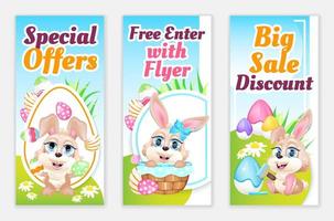 Easter flyers flat vector templates set