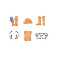 Worker personal protective equipment flat color vector objects set