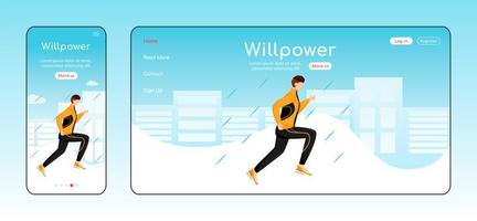 Willpower landing page flat color vector template