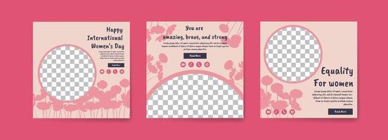 Social media post templates for international women's day. vector