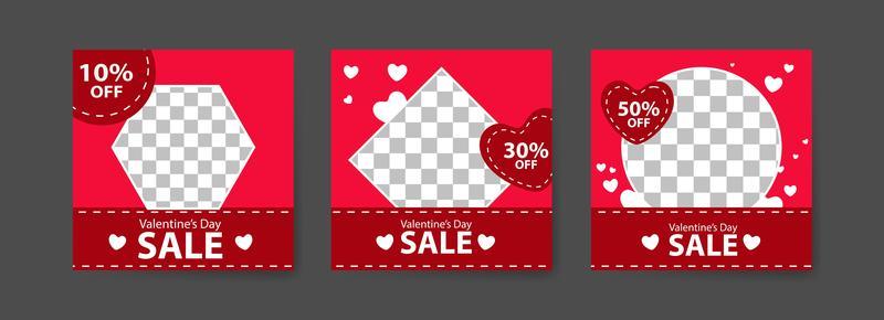 Social media post templates for digital marketing and sales promotion on Valentine's Day. fashion advertising. Offer social media banners. vector photo frame mockup illustration