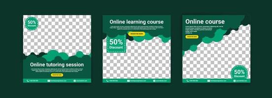 Online courses and classes. Social media post templates for digital marketing and promotion. Advertisements for webinars. Keep studying even at home. vector