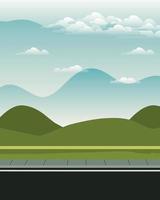 road and landscape scene icon vector