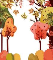 autumn trees plants seasonal icon vector