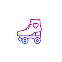Roller skates line icon on white vector