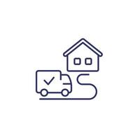 Home delivery line icon with a van vector