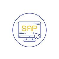 sap, icono de línea de vector de software de planificación empresarial