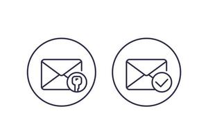 encrypted message or email, vector line icons
