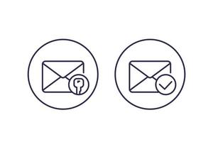 encrypted message or email, vector line icons