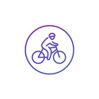 icono de línea ciclista en blanco vector