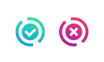 exchange, convertation completed or failed icon with checkmark vector